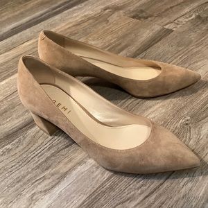 M. Gemi Brown Suede Block Heeled Pumps